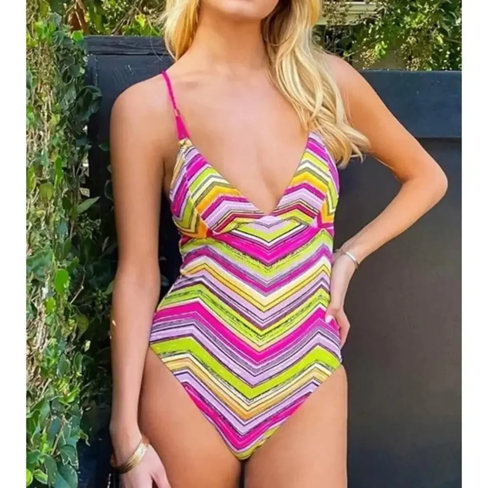 Becca Women's Pink Farah Reversible One Piece Size S